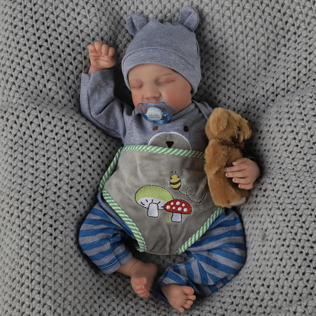 Lifelike Reborn Baby Dolls Boy 18-Inch Levi Real Sleeping Soft Cloth Body with Gift Box Y342