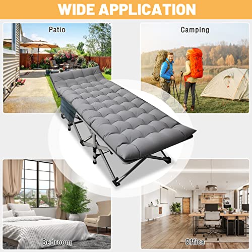 DoCred Folding Camping Cot with Mattress, 2 Pack, Heavy Duty for Adults, Portable with Carry Bag C814529