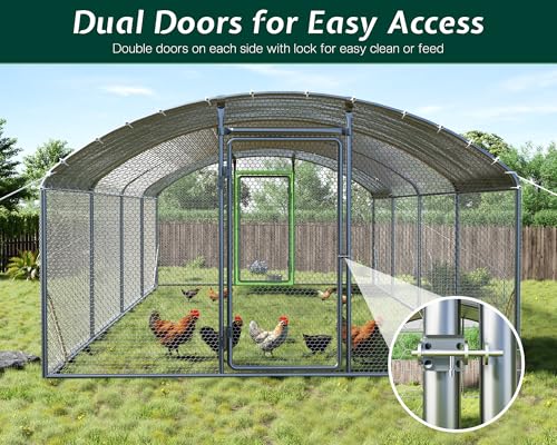 Jocisland Large Walk-in Chicken Coop with Dome Roof and Wire Mesh M784