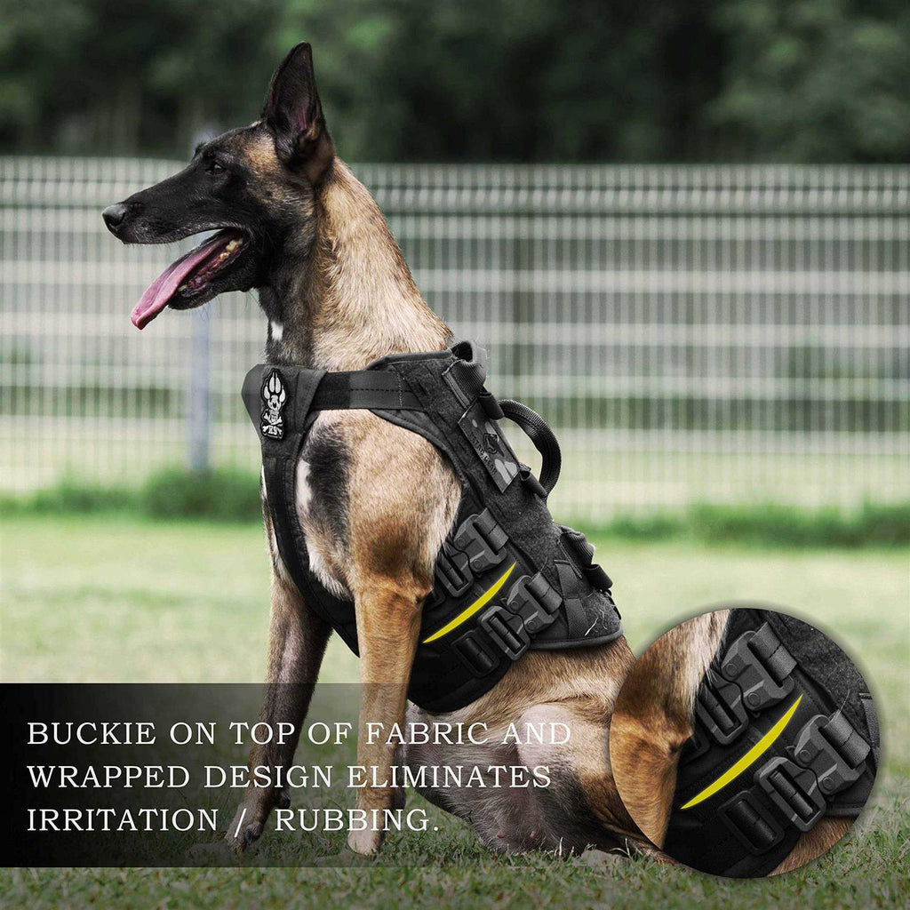 PETAC GEAR Tactical Dog Harness K9 Training Vest Adjustable Padded MOLLE for Large Medium Dogs V3603