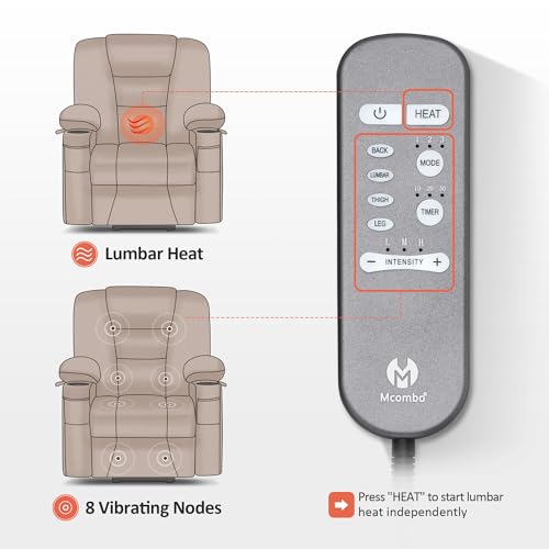 MCombo Small Power Lift Recliner Chair with Massage and Heat, Faux Leather, Dark Brown E441
