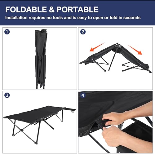 YSSOA Folding Camping Cot with Storage Bag for Adults, Portable Sleeping Bed D13053