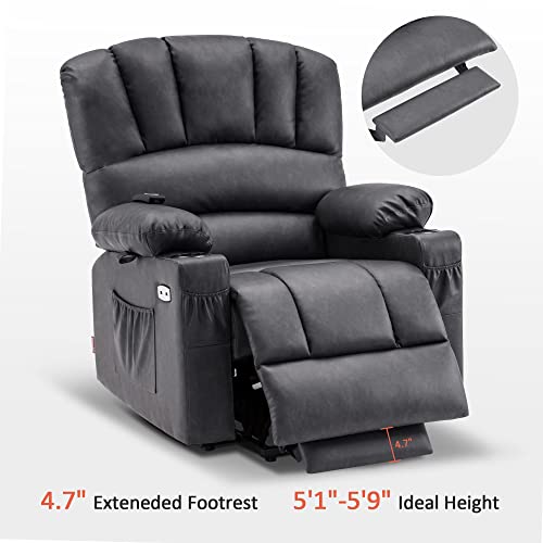 MCombo Oversized Power Lift Recliner Chair for Elderly with Heat and Massage, Faux Leather, Dark Brown N537