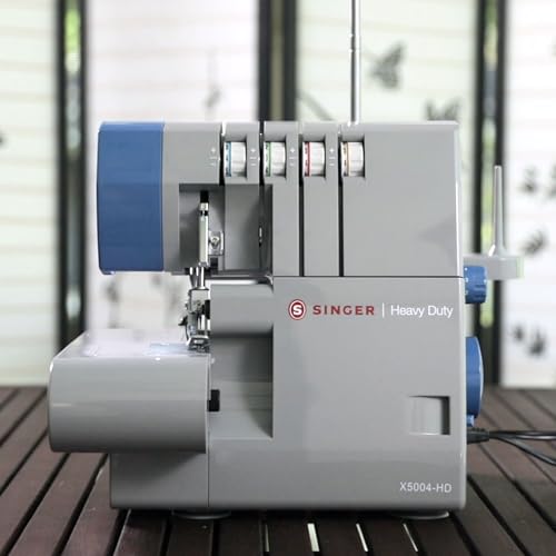SINGER X5004-HD Metal Frame Serger & Overlock Machine, 8 Built-In Stitches, Grey/Blue J64993