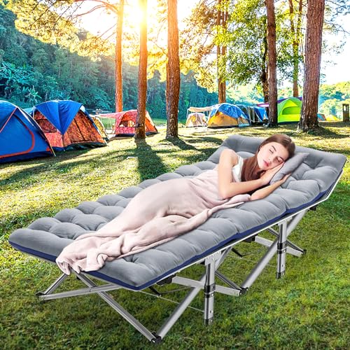 DoCred Folding Camping Cot with Mattress, 2 Pack, Heavy Duty for Adults, Portable with Carry Bag C814529