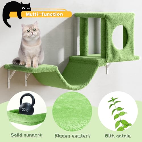 NUNU LAB Wall Mounted Cat Furniture, 7 Pcs Cat Wall Shelves with House, Gray T582052