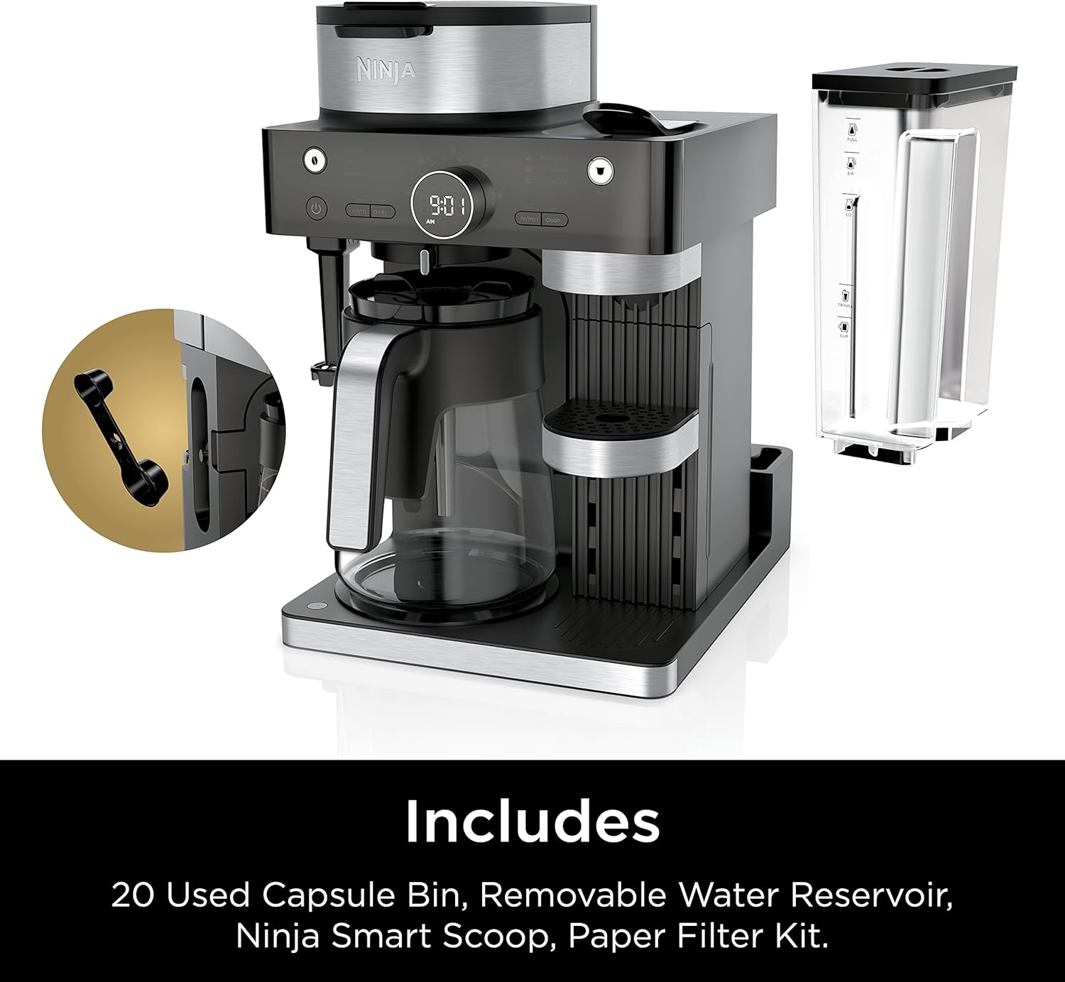 Ninja Espresso & Coffee Barista System, Single-Serve & 12-Cup, Black and Stainless Steel V49913