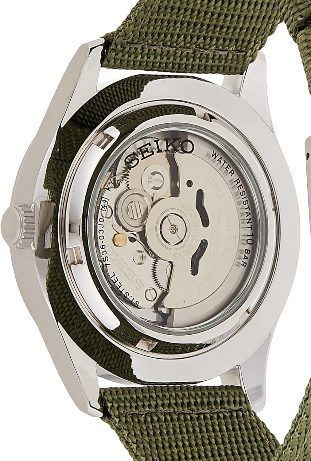 Seiko SNZG09K1 Men's Automatic Watch with Green Fabric Strap, 42mm X1808