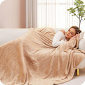 Heated Electric Blanket Full Size 72"x84" - Soft Warmth Flannel Heated Blanket with 4 Heating Levels & 10 Auto Off - Winter Comfort Sleep, Home Essentials - Light Brown