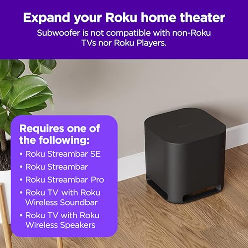 Roku Wireless Bass Pro Subwoofer for Roku Streambar and Wireless Speakers A58902