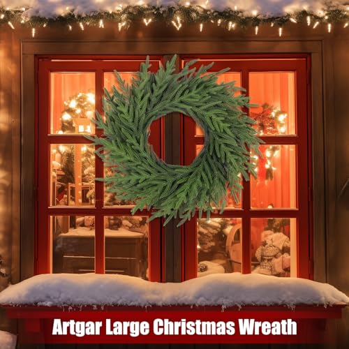 Artgar 26 Inch Pine Wreath for Front Door Christmas Decor T2410