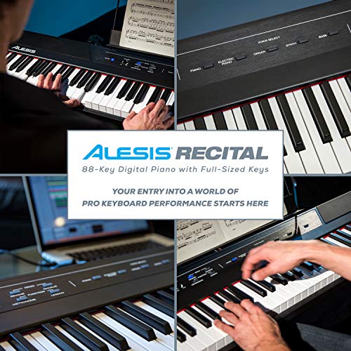 Alesis Recital 88 Key Digital Piano Keyboard with Semi Weighted Keys Q3138