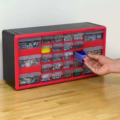 Akro-Mils 24-Drawer Plastic Storage Cabinet, Black I624065