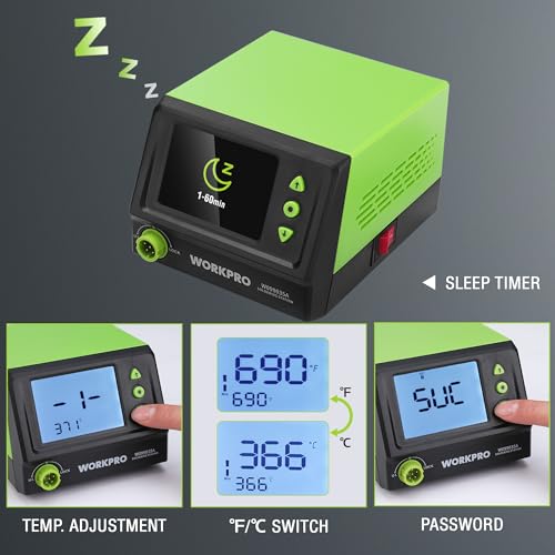 WORKPRO Soldering Station 60W Digital Display Soldering Iron Kit with 5 Extra Tips R91490
