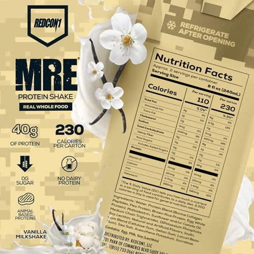 REDCON1 MRE Ready to Drink Protein Shakes, Cookies & Cream - Lactose + Whey Free RTD, 12 Pack Y377913