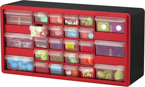 Akro-Mils 24-Drawer Plastic Storage Cabinet, Black I624065