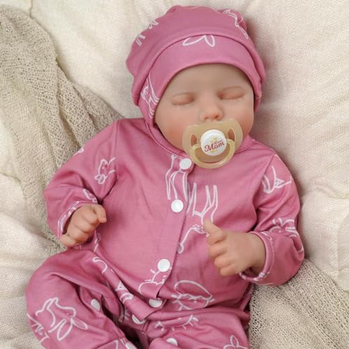JIZHI Lifelike Reborn Baby Dolls Girl- 17-Inch Poseable Realistic-Newborn Baby Dolls Full Vinyl Body Anatomically Correct Real Life Baby Dolls with Feeding Kit Gift Box for Kids Age 3+