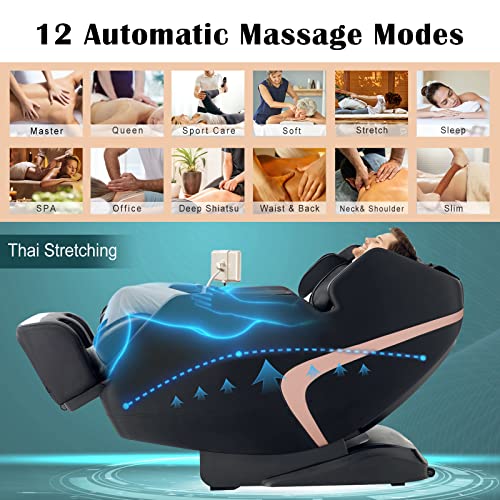 Giantex 3D Full Body Massage Chair, Zero-Gravity Recliner with Touch Screen, SL Track, Black + Brown U7449