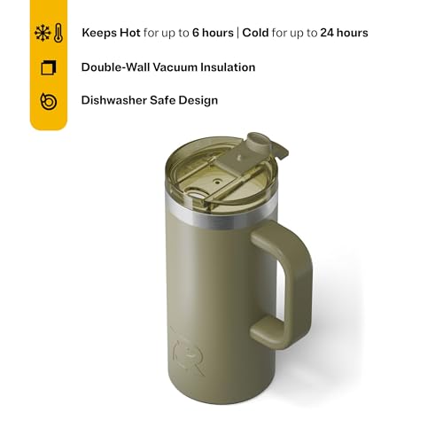 RTIC 20oz Road Trip Travel Mug with Lid and Handle, Insulated Stainless Steel P393441