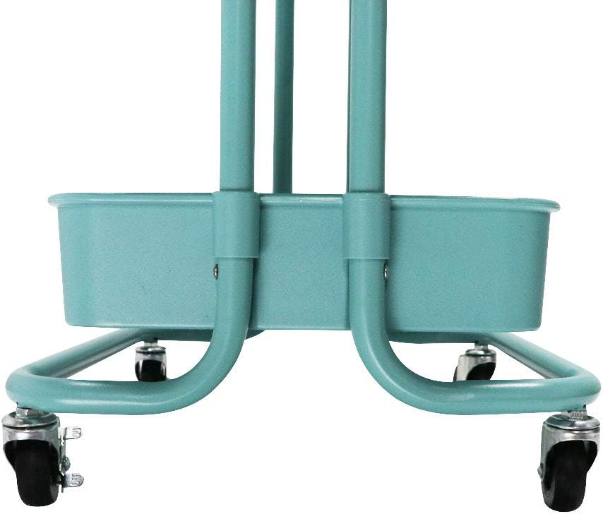 4-Tier Plastic Rolling Storage Cart with Slim Shelves, Blue N270