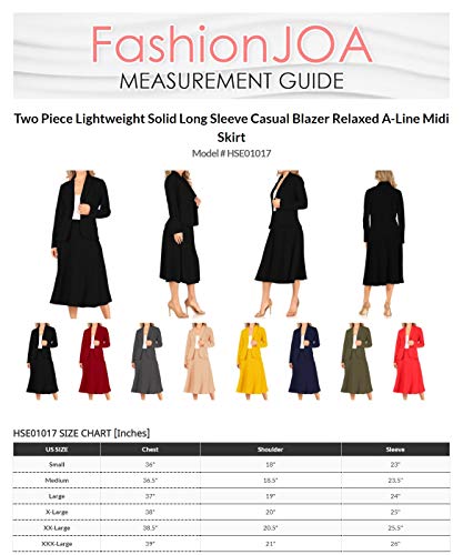 Women's Two Piece Long Sleeve Blazer and Midi Skirt Set C6828