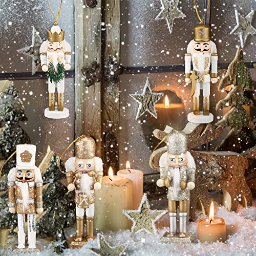 Jetec 10 Pcs Christmas Nutcracker Wooden Hanging Ornaments 5 Inch U816355