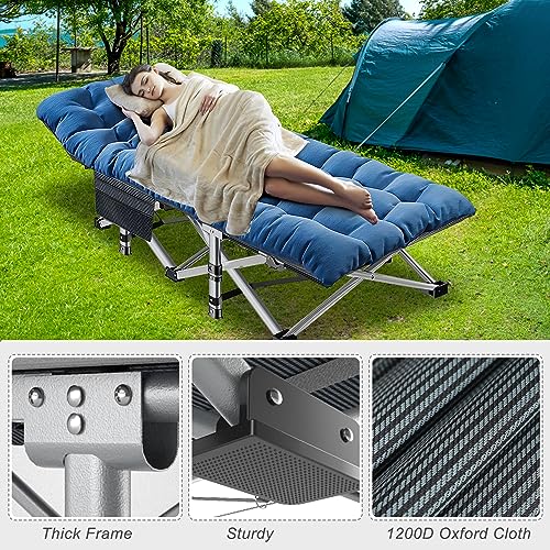 ABORON Folding Camping Cot with Mat for Adults, Heavy Duty Outdoor Bed with Carry Bag C211720