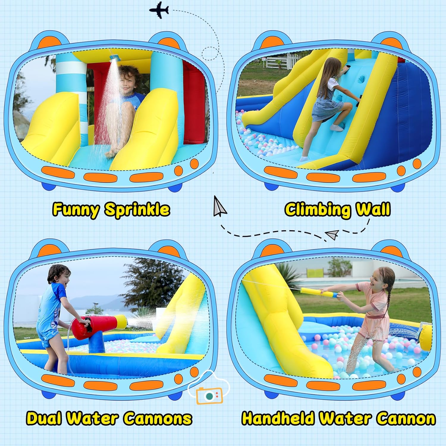 ELEMARA Extra Large Inflatable Water Slide Bounce House with Double-Layer Splashing Pool Y2804