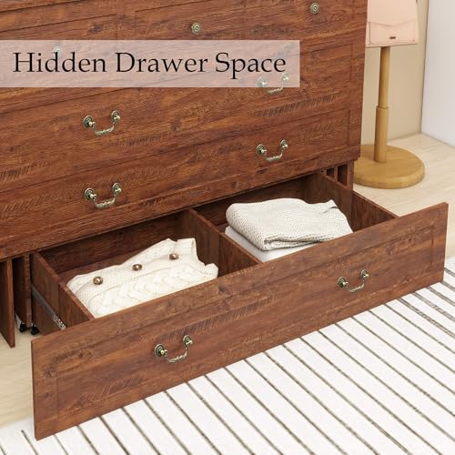 Murphy Bed Queen Cabinet with Charging Station and Storage Drawer J989