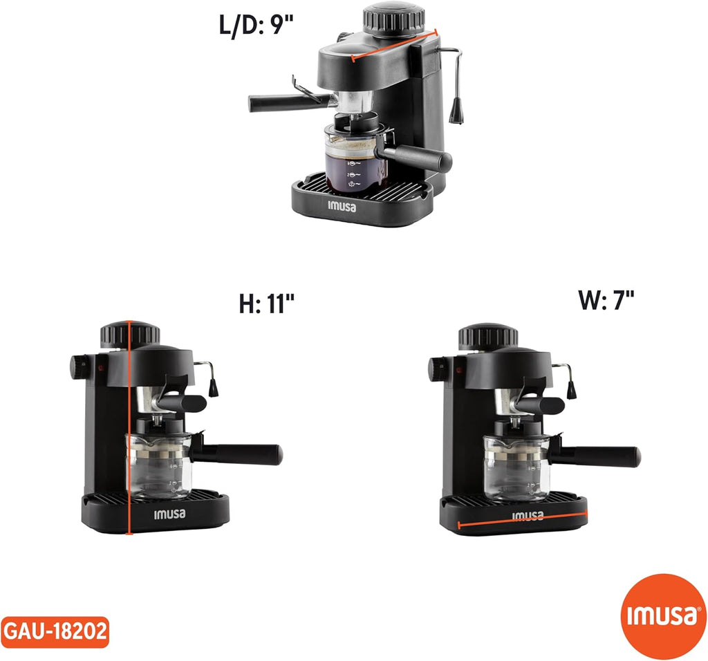 IMUSA GAU-18202 4 Cup Espresso/Cappuccino Maker, Black I50077