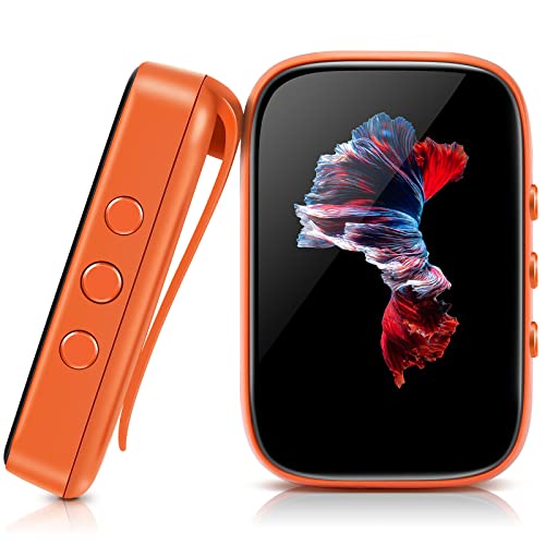 32GB Mp3 Player with Bluetooth Sports Clip-on Music Player for Running Walking Support Full-Touch Screen FM Radio Line-in Voice Record TF Card Up to 128GB-Black