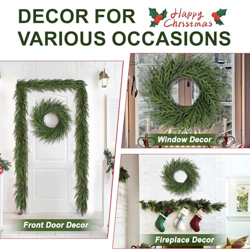 Artgar 26 Inch Pine Wreath for Front Door Christmas Decor T2410