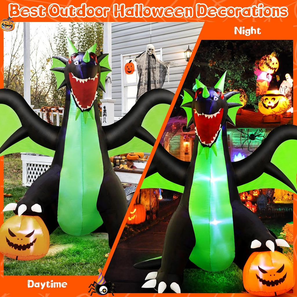 Halloween Inflatable Dragon Outdoor Decorations 9FT with LED Lights P527