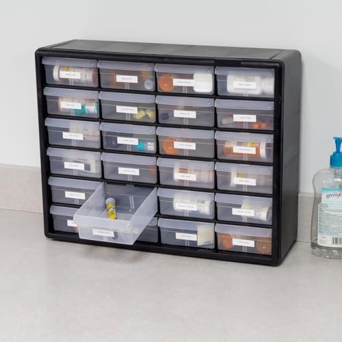 Akro-Mils 24-Drawer Plastic Storage Cabinet, Black I624065