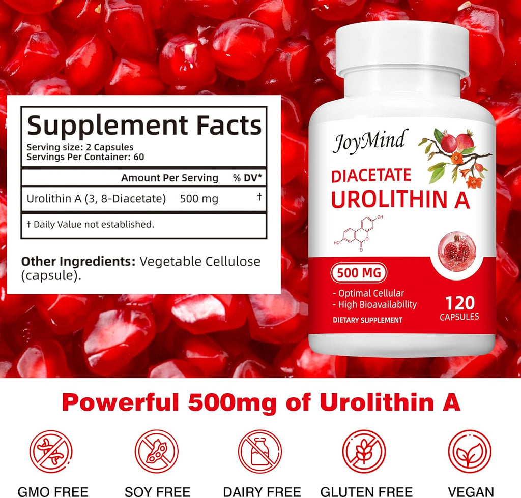 Urolithin A Supplement 500mg - 120 Vegan Capsules L654