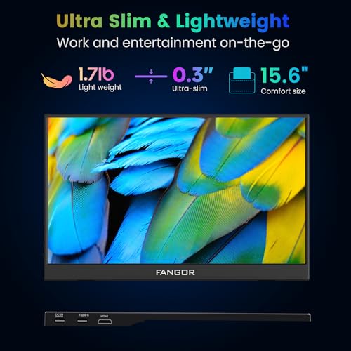 FANGOR 15.6" FHD 1080P Portable Monitor for Laptop, USB-C HDMI I78572