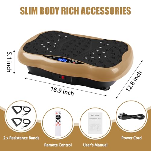 Vibration Plate Exercise Machine for Full Body Fitness with Resistance Bands and Remote F93086