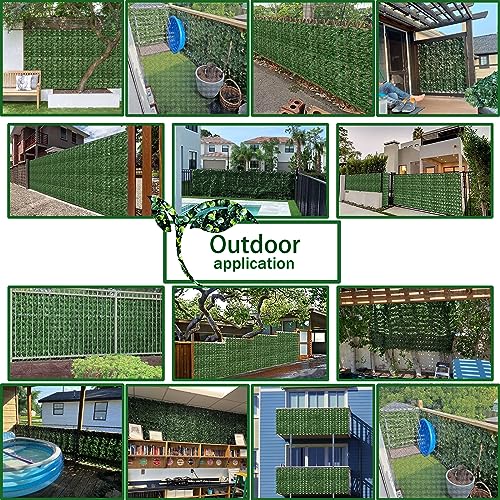 Artificial Ivy Privacy Fence Wall Screen 40x120 in UV-Anti Faux Greenery Backdrop U1001