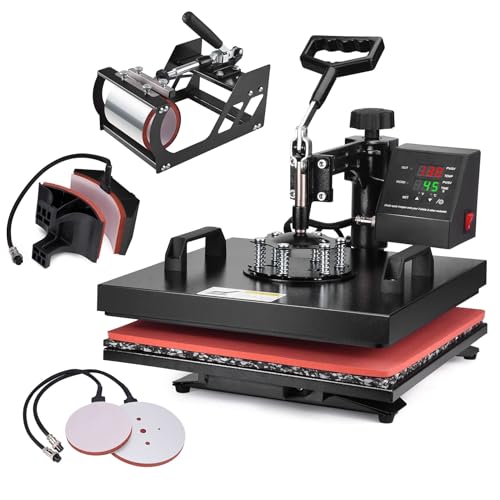Slendor 8 in 1 Heat Press Machine 15x15 inch 360-Degree Swing Away Digital T Shirt Pressing Machine Multifunction Heat Transfer Sublimation Combo for T Shirts Mugs Hat Plate Cap