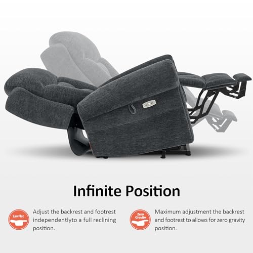 MCombo Triple Motor Power Lift Recliner Chair with Massage and Heating, Fabric, Coffee M573841