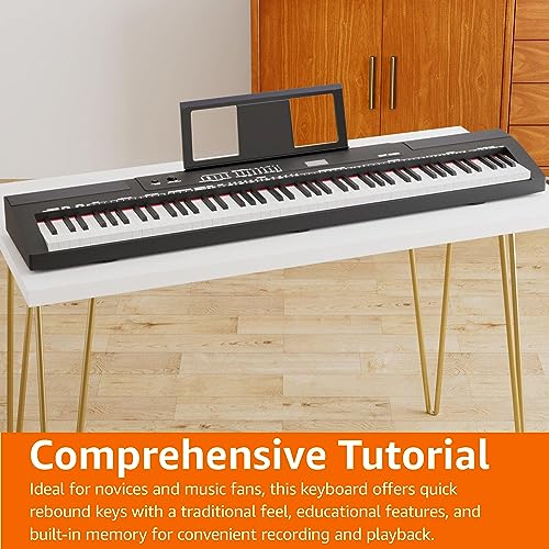 Amazon Basics Electric Keyboard 88-Keys Semi-Weighted Digital Piano with Sustain Pedal, Black H295585
