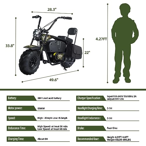 Oryxearth Electric Mini Dirt Bike 36V 1000W for Kids, Camo Blue & Yellow V8523