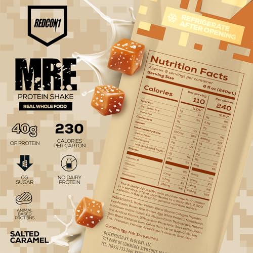 REDCON1 MRE Ready to Drink Protein Shakes, Cookies & Cream - Lactose + Whey Free RTD, 12 Pack Y377913