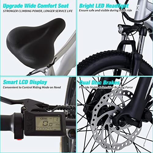 PEXMOR Electric Bike for Adults, 750W 26" Fat Tire, 48V 14AH Removable Battery S493166