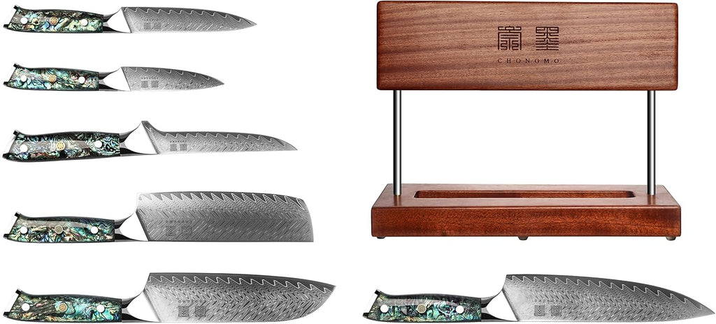 Japan VG10 Damascus Steel Kitchen Knife Set 7 Pieces with Magnetic Holder K879555