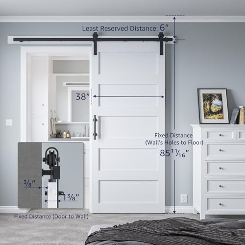 White 5-Panel Solid Sliding Barn Door with Hardware Kit W109