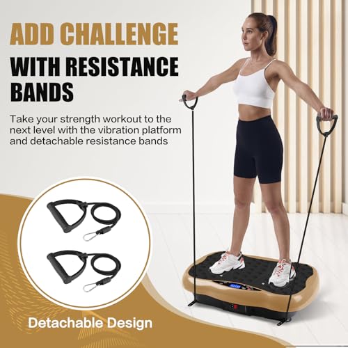 Vibration Plate Exercise Machine for Full Body Fitness with Resistance Bands and Remote F93086