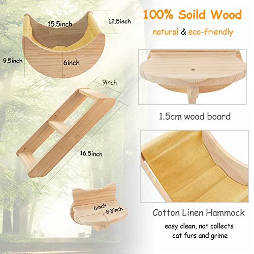 Solid Wood Cat Wall Shelves and Perches for Indoor Cats 3-Piece Set M28209