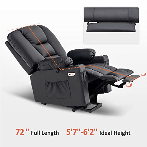 MCombo Small Power Lift Recliner Chair with Massage and Heat, Faux Leather, Dark Brown E441