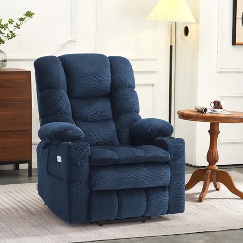 MCombo Large Triple Motor Power Lift Recliner Chair with Massage and Dual Heating, Grey D316